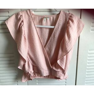 Versona Women's Pink Wrap Blouse with Ruffle Sleeves XS #2